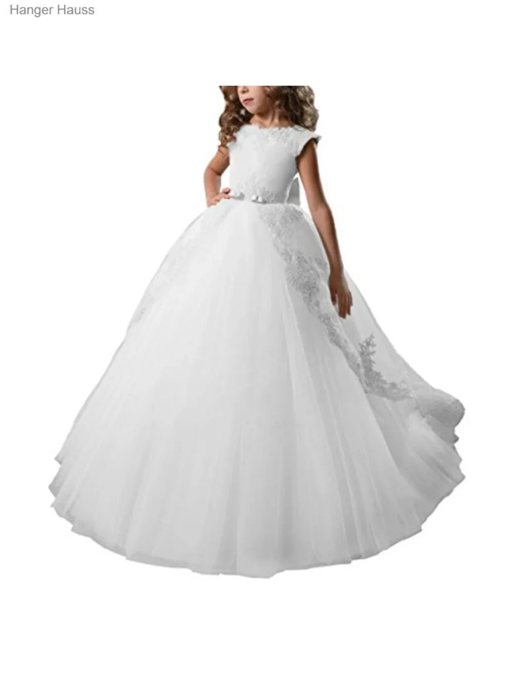 Fancy Flower Girl Dress Puffy Long Lace and Tulle Ball Gown for Wedding